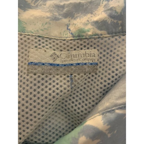 Columbia PFG Palm Tree Print Short Sleeve Vented Button Up Shirt Men's Size L - Picture 3 of 6